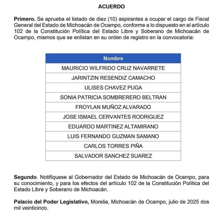 Este domingo Michoacán tendrá nuevo fiscal estatal