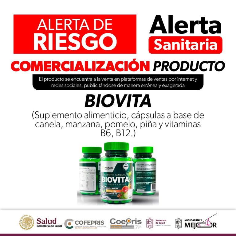 Emiten alerta sanitaria sobre comercialización engañosa del producto Biovita
