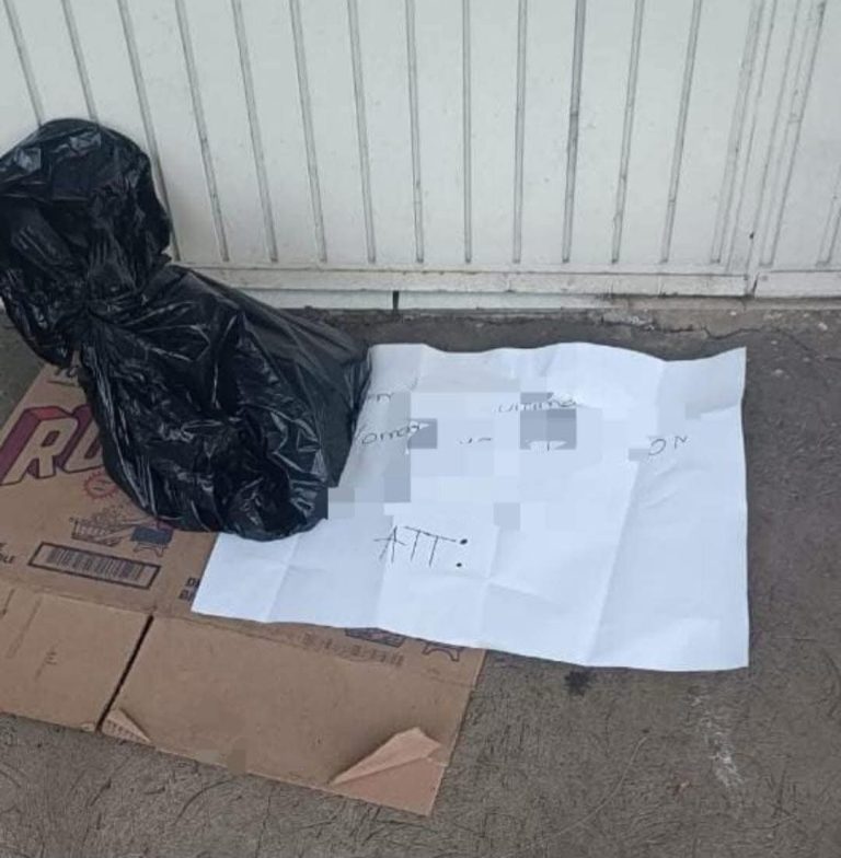 Abandonan cabeza de cerdo con cartulina, frente a escuela de Uruapan