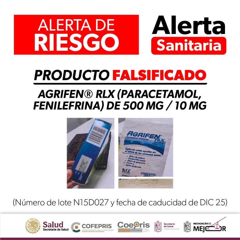 Emiten alerta sanitaria por producto falsificado Agrifen® RLX