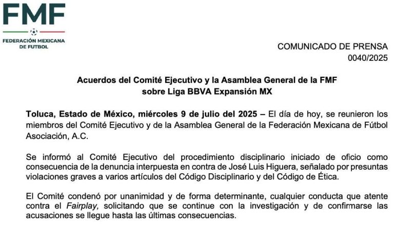 Ratifica FMF investigación en contra de José Luis Higuera por violación al Código de Ética