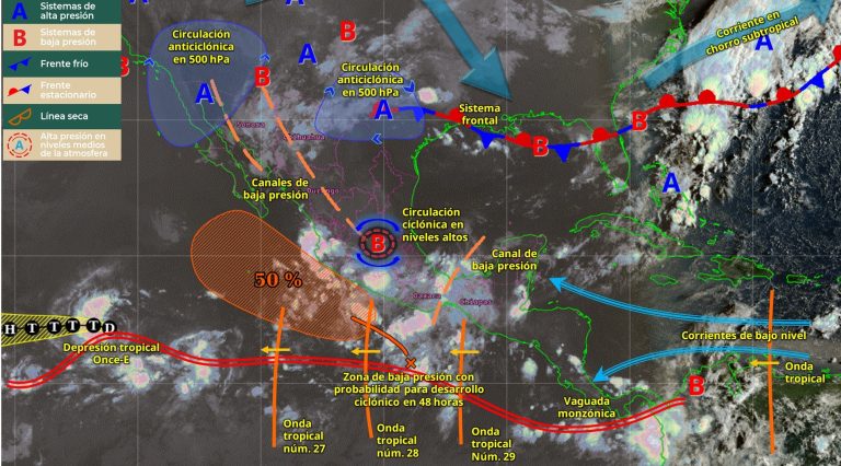 La onda tropical 28 se desplaza sobre el occidente del país generando lluvias