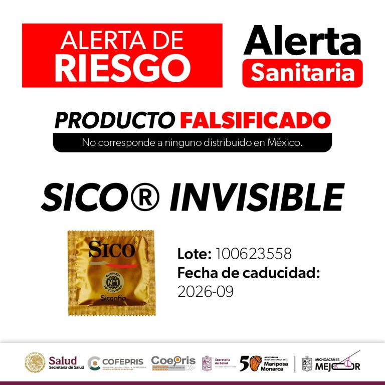 Alerta SSM falsificación de condones SICO®️ Invisible