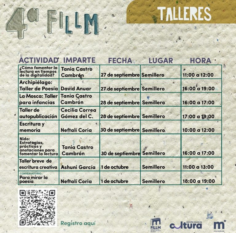 SeCultura Morelia invita a los talleres gratuitos de la IV Feria del Libro