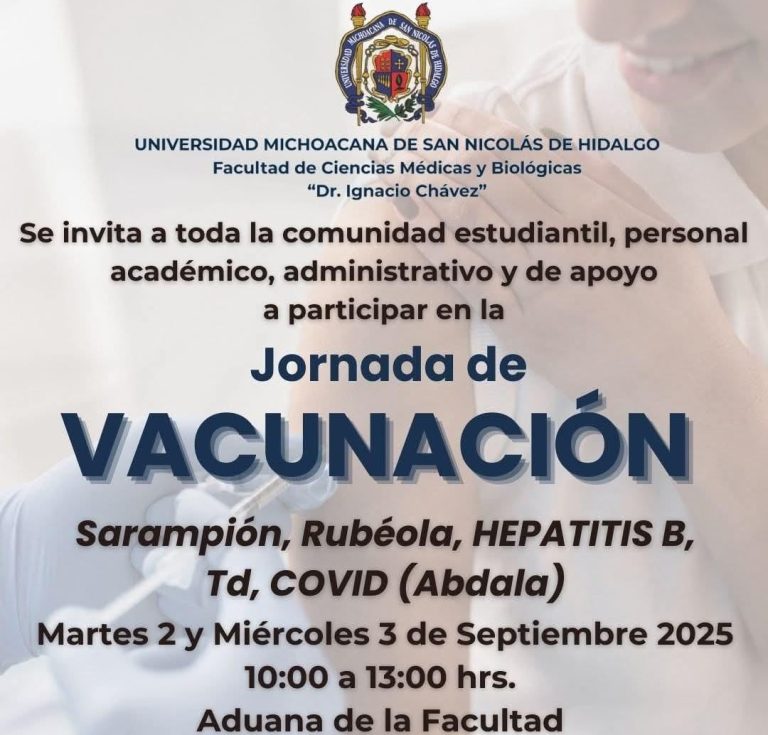 Llevará UMSNH jornada de vacunación para evitar rebrotes y cuidar salud de comunidad nicolaita