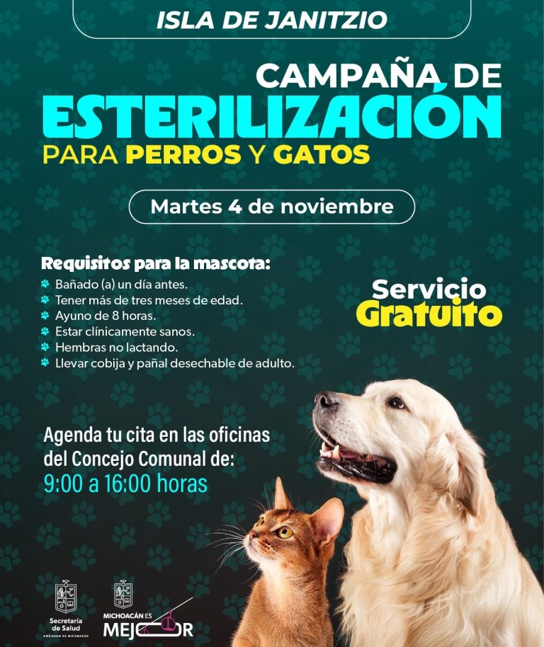 SSM llevará jornada gratuita de esterilización animal a la isla de Janitzio