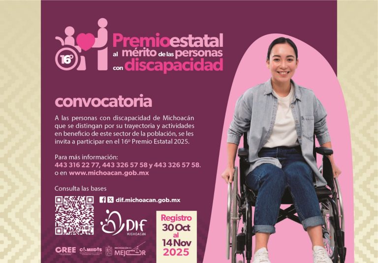 DIF Michoacán convoca a participar en el Premio Estatal al Mérito de las Personas con Discapacidad