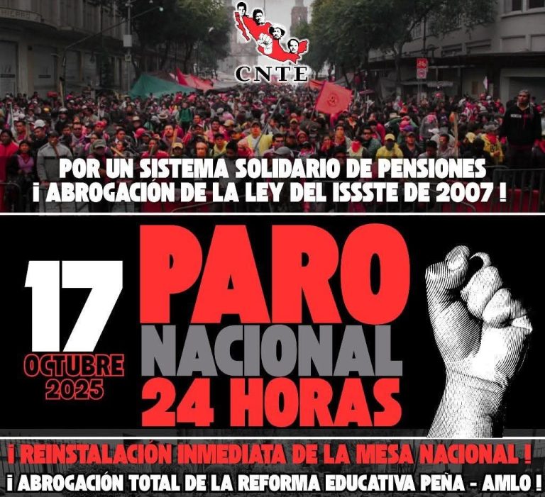 Se reactiva el magisterio democrático, convocan a paro nacional el 17 de octubre
