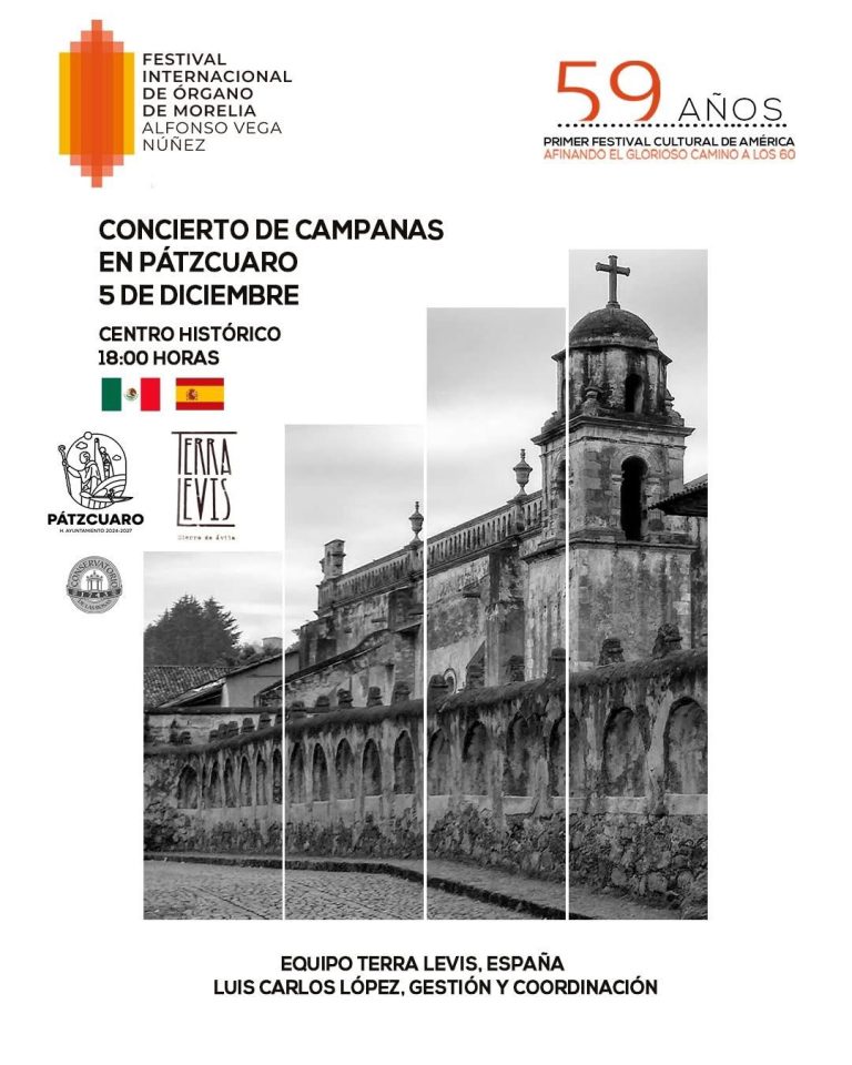 En Pátzcuaro se realizará concierto de campanas del Festival de Órgano