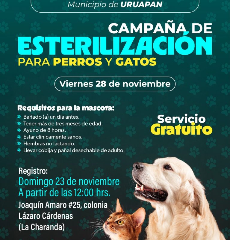 Llevan esterilización animal gratuita a Santa Ana Maya y Uruapan