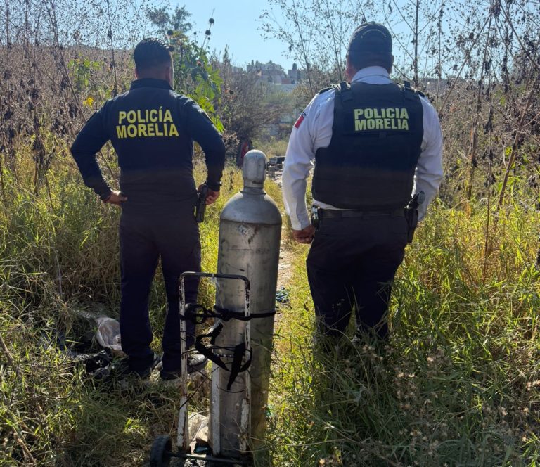 Recupera Policía Morelia cilindro con gas cloro