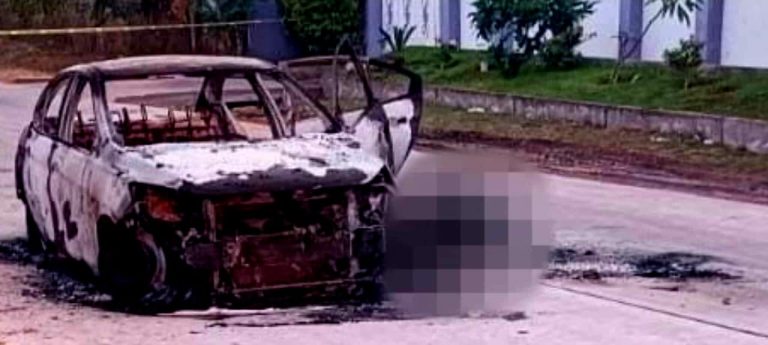 Hallan a persona calcinada junto a vehículo quemado en San Juan Benito Juárez, Cuitzeo