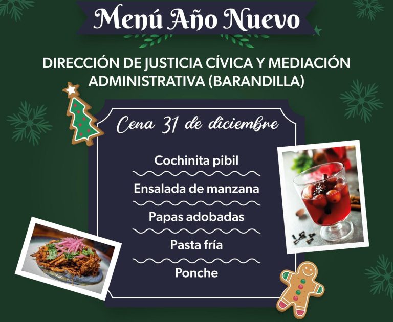 Cochinita pibil, ensalada de manzana y pasta fría, menú para infractores en la última noche del año