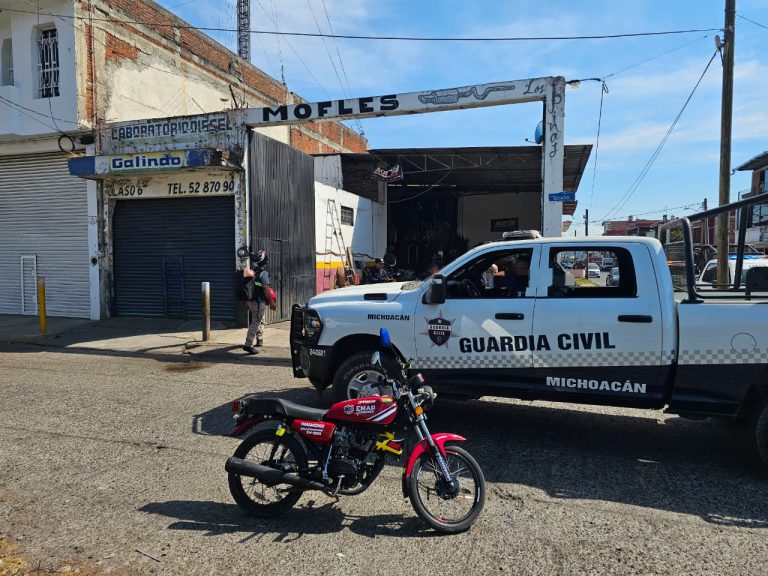 Hombre baleado en taller de mofles, en la colonia Sol Naciente de Uruapan