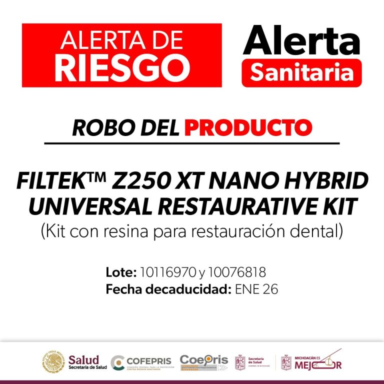 Alerta Cofepris por robo de resina para restauración dental