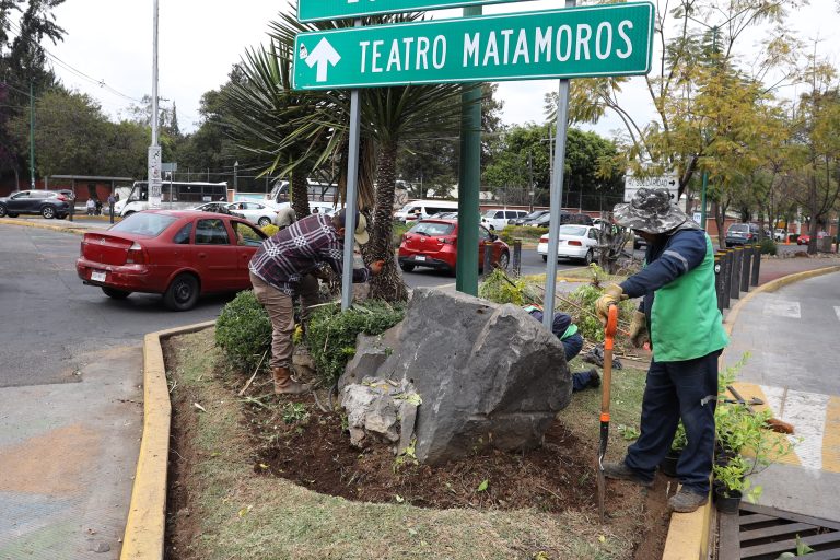 Servicios Públicos municipales realiza trabajos de mantenimiento en Calzada Juárez