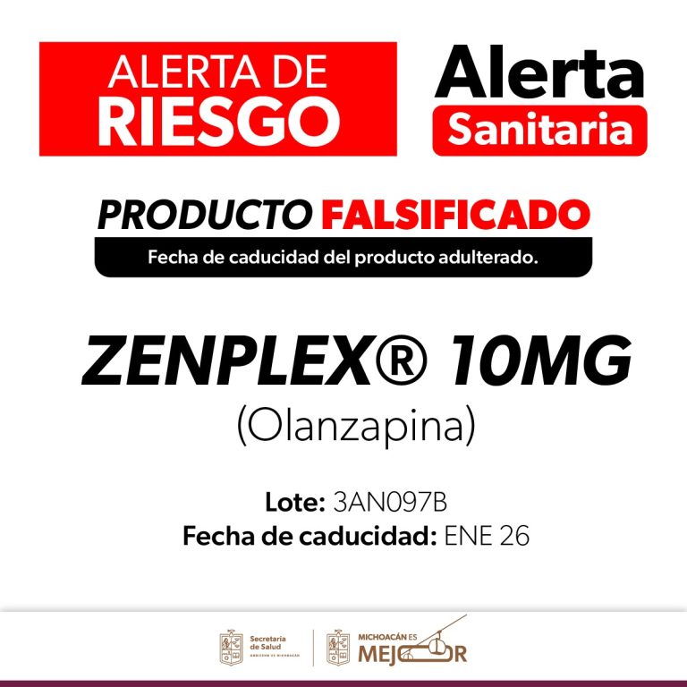 SSM alerta a la población sobre medicamento adulterado Zenplex®️ (Olanzapina)