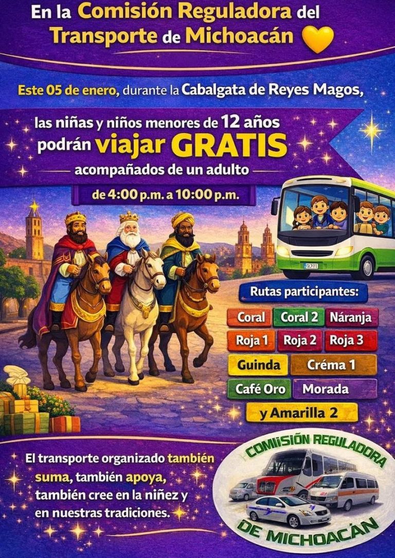 Gobierno de Morelia celebra la magia de Reyes con transporte gratuito para la niñez