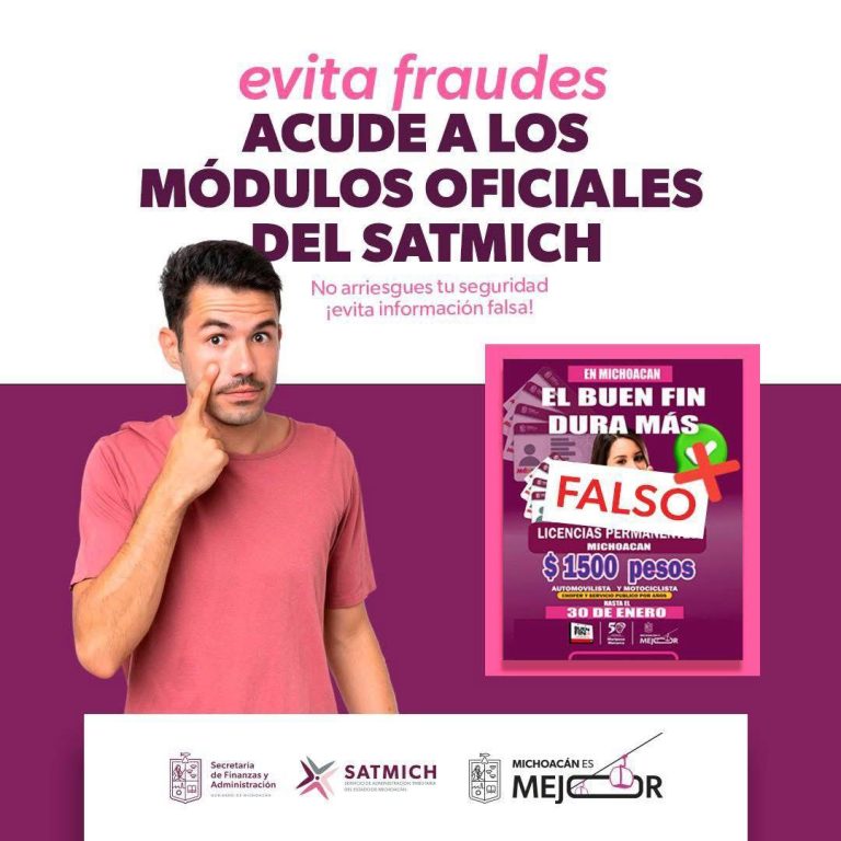 Finanzas y Satmich alertan sobre páginas fraudulentas que ofrecen trámites vehiculares
