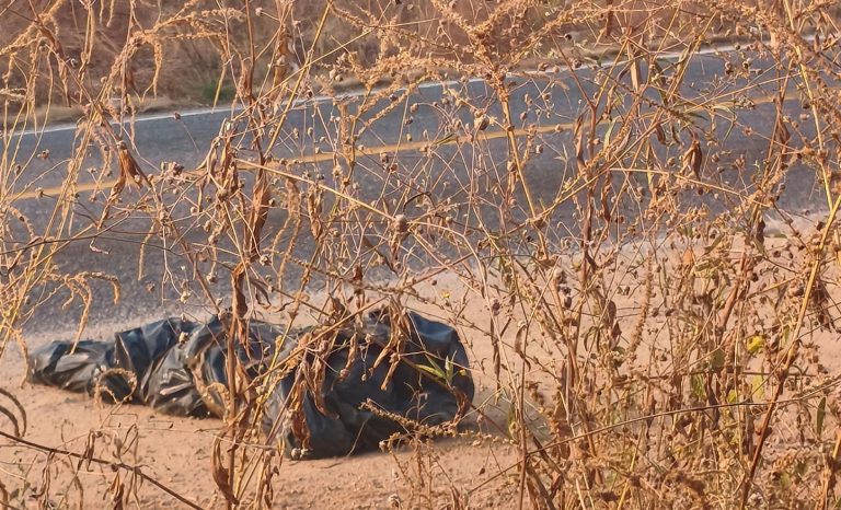 Abandonan cadáver embolsado y baleado en la carretera Tepalcatepec-Buenavista