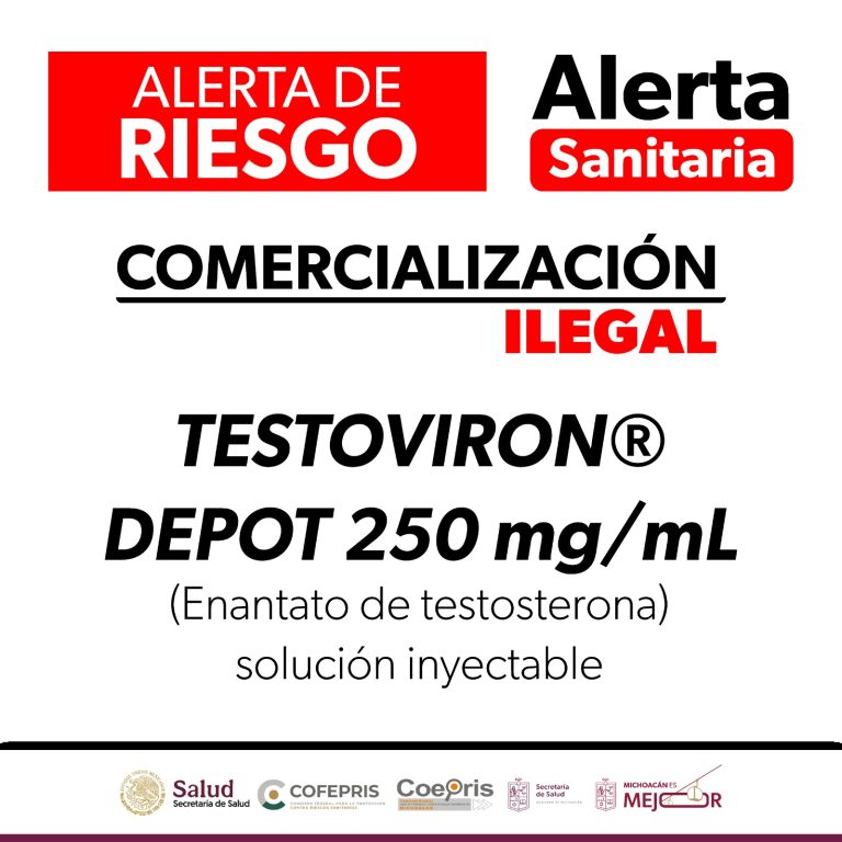 Alertan comercialización ilegal de Testoviron®️ Depot 250 mg/mL
