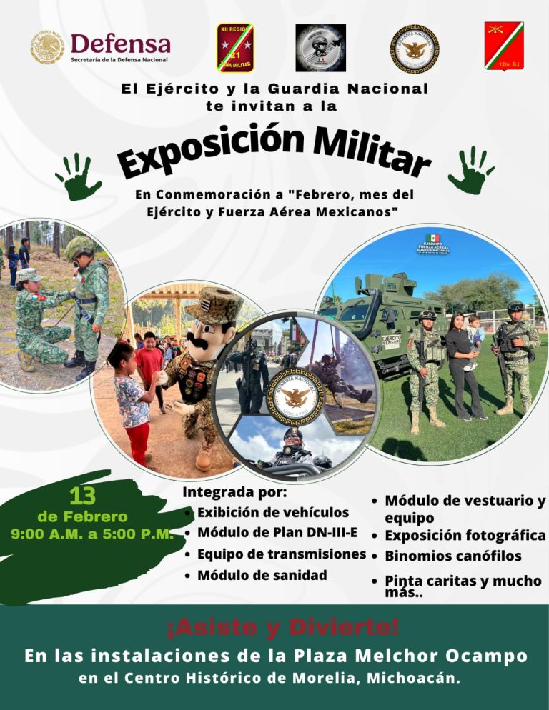Invita Ejército y Guardia Nacional a exposición militar