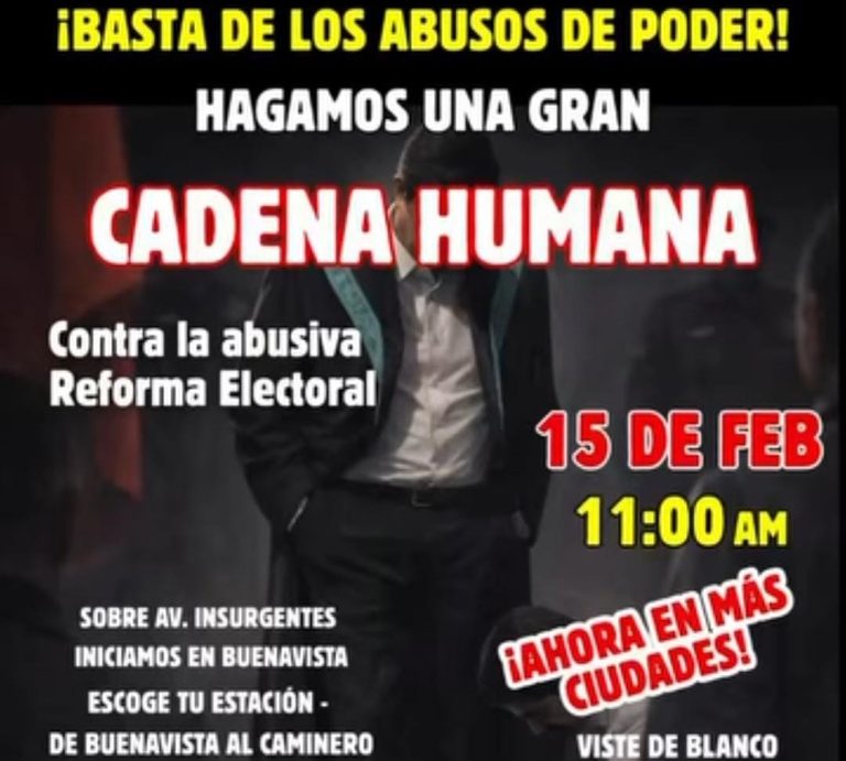Habitantes de 23 ciudades del país preparan cadena humana contra reforma electoral de Claudia Sheinbaum
