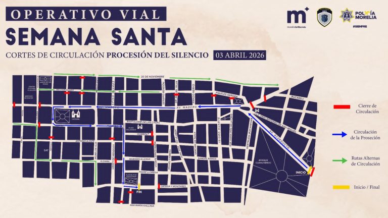 Ayuntamiento informa cierres a la circulación, para la Procesión del Silencio