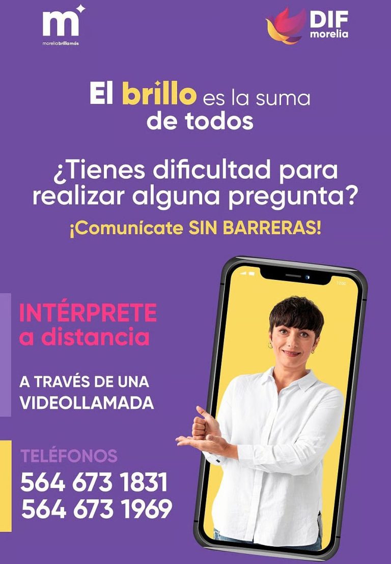 Ofrece DIF Morelia intérprete en Lengua de Señas Mexicana con el programa “Intérprete a Distancia”
