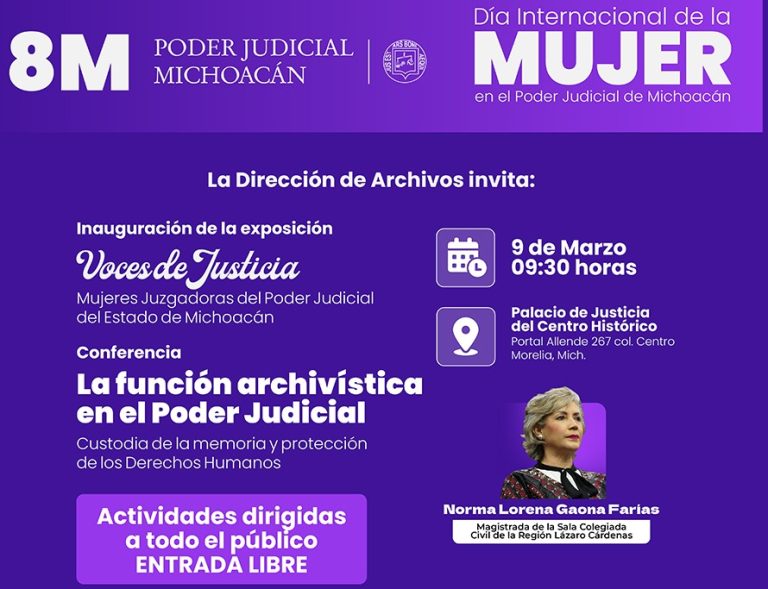 En el marco del 8M, el Poder Judicial de Michoacán realizará actividades para visibilizar el papel de las mujeres en la justicia