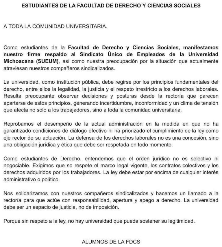 Incertidumbre y molestia de alumnos de UMSNH, rectoría no ha informado sobre clases y situación