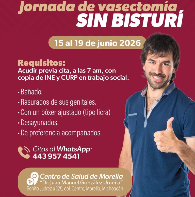 Habrá jornada de vasectomía gratuita en Morelia