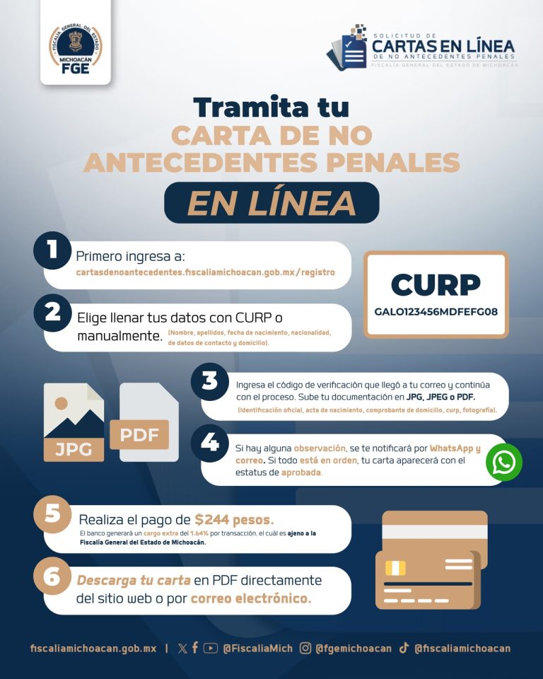 Fiscalía de Michoacán moderniza el servicio de Cartas en Línea con una plataforma 100% digital