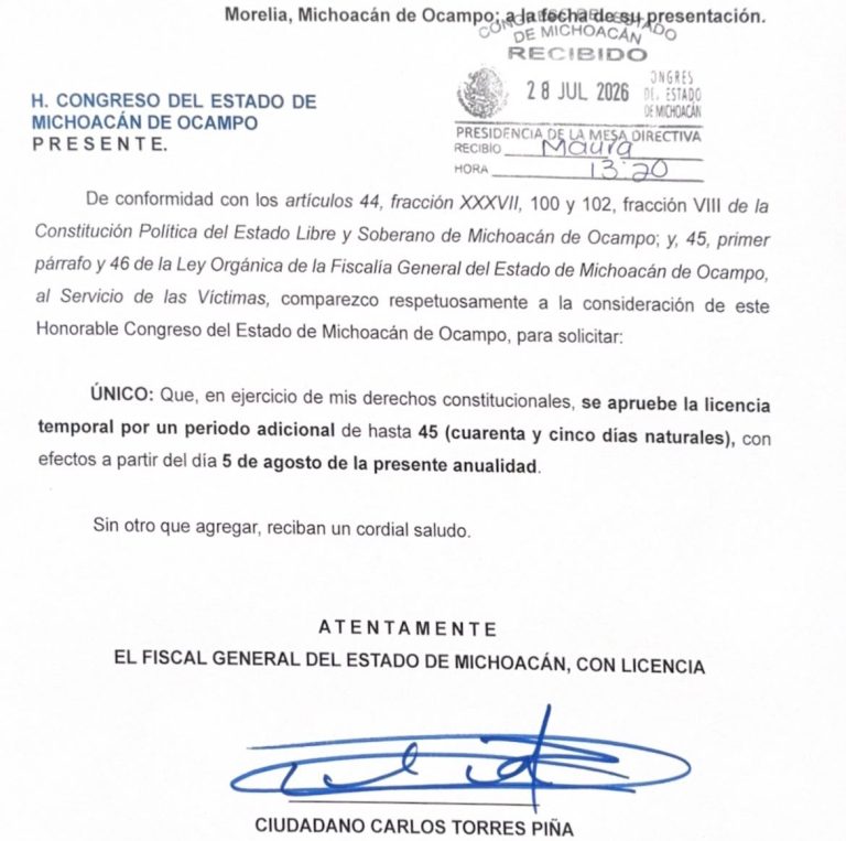 Sin fecha para definir al coordinador de la 4T, Carlos Torres Piña amplía licencia como fiscal