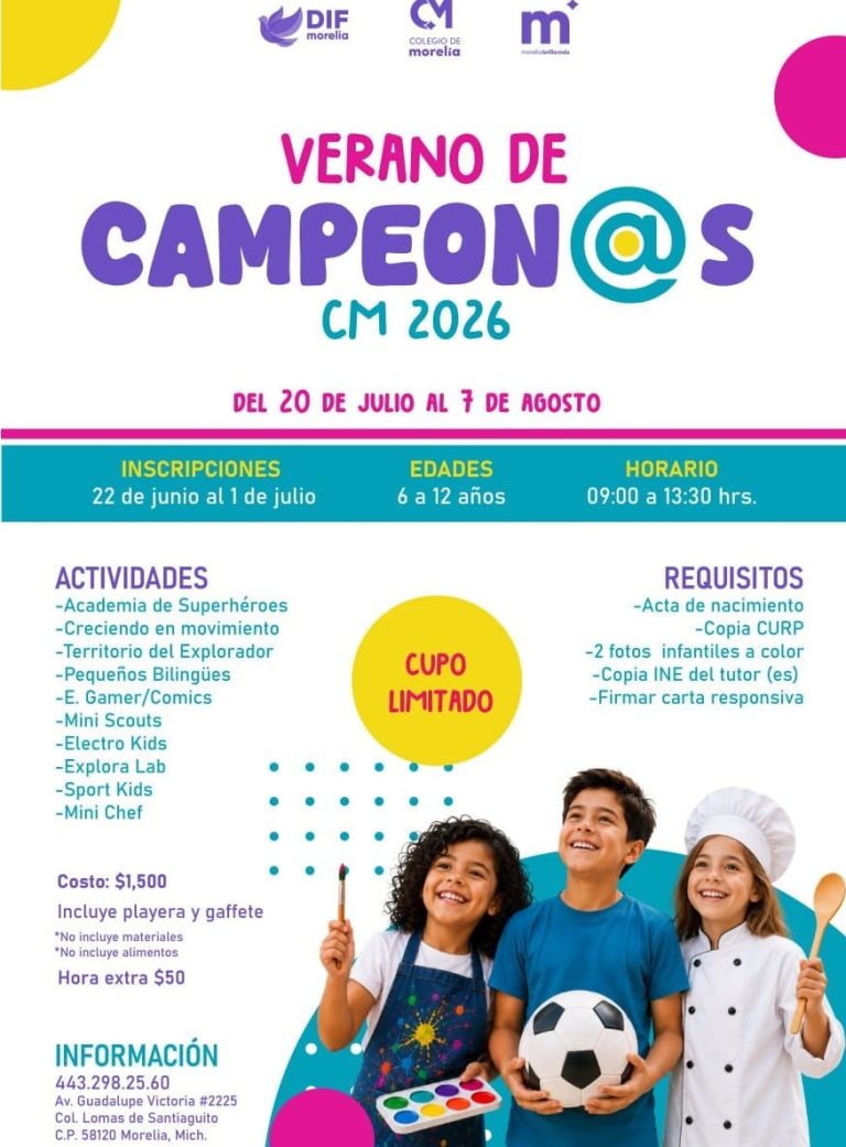 Colegio de Morelia abre inscripciones para «Verano de Campeon@s CM 2026»