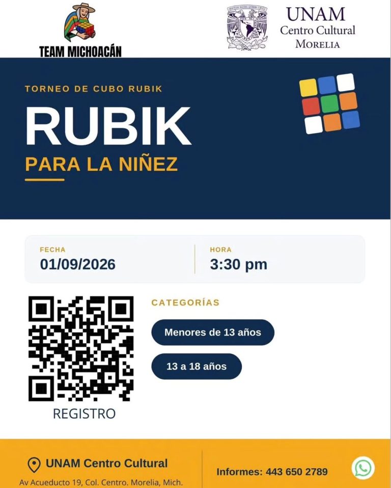 Invitan al torneo de cubo rubik para la niñez de Morelia