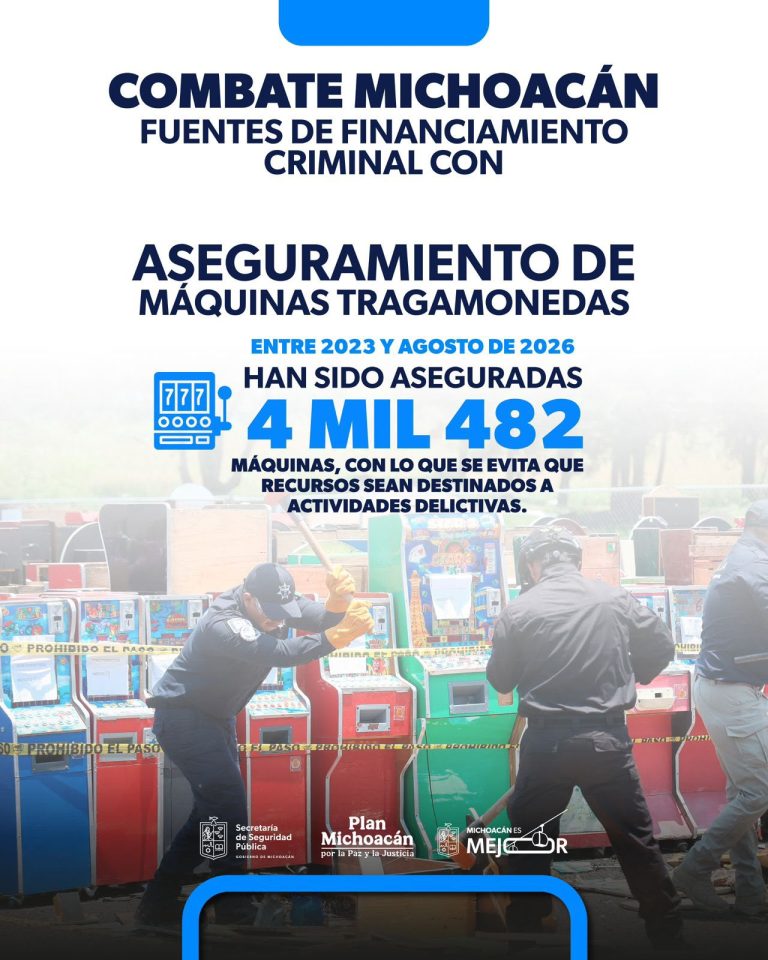 Combate Michoacán financiamiento criminal con aseguramiento de tragamonedas