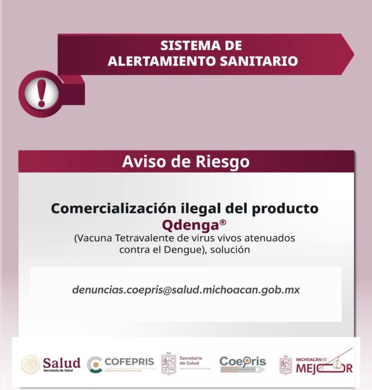 Alerta Cofepris por venta ilegal de la vacuna Qdenga®️ contra el dengue en México