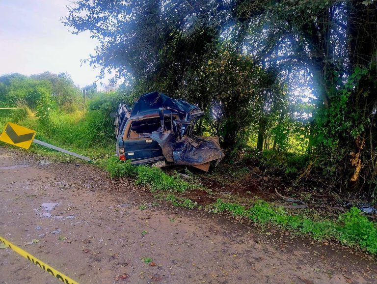 Joven muere al chocar su camioneta contra un árbol en Tangancícuaro