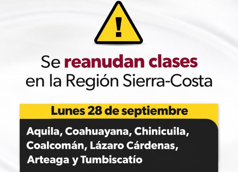Este lunes se reanudan clases en la región Sierra-Costa de Michoacán