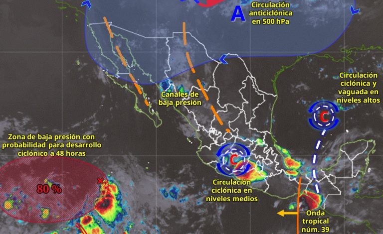 Onda tropical 39 sobre el sur del territorio nacional, originará lluvias Michoacán
