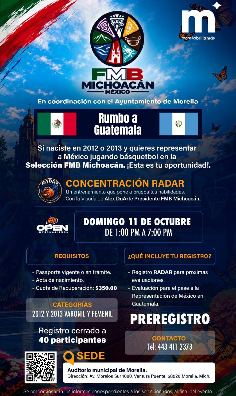 Gobierno de Morelia apoyará la selección de jóvenes basquetbolistas que competirán en Guatemala