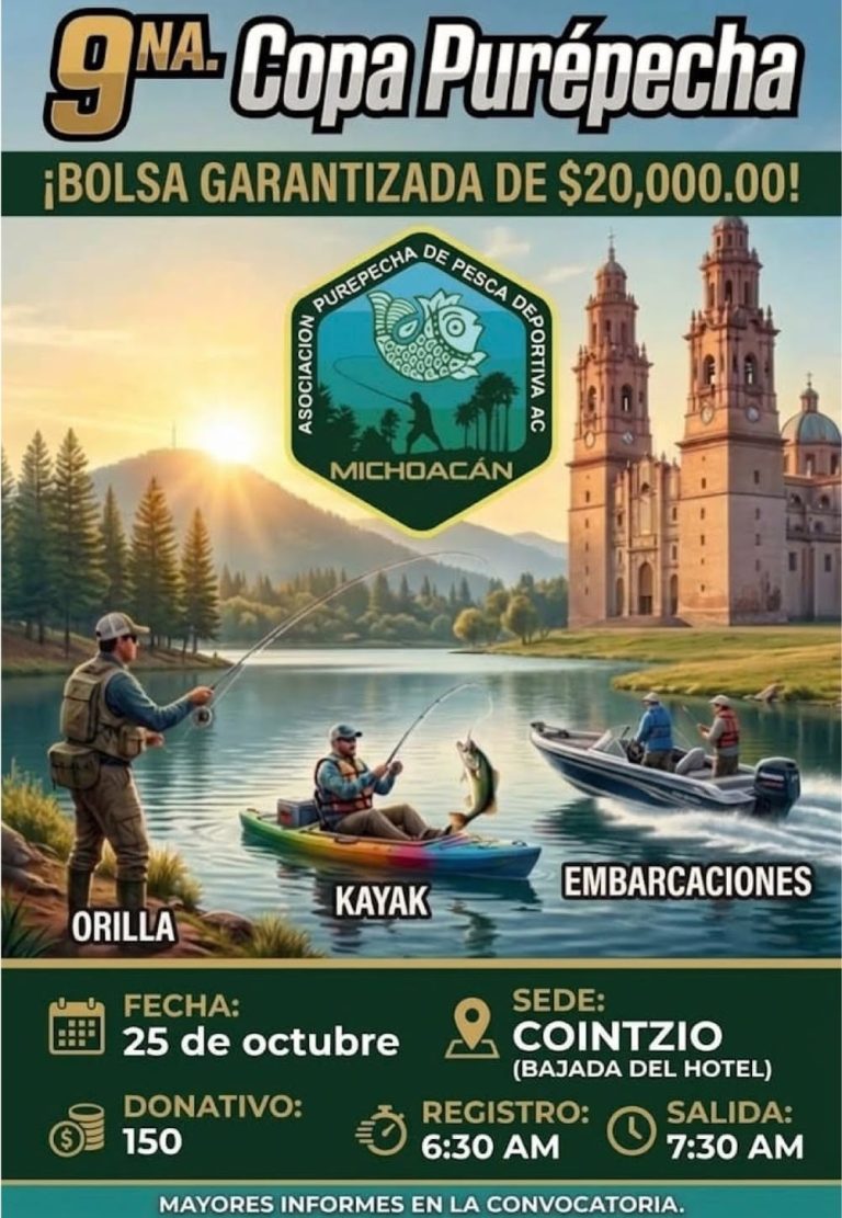 Invitan a la novena Copa Purépecha de Pesca Deportiva en la presa de Cointzio