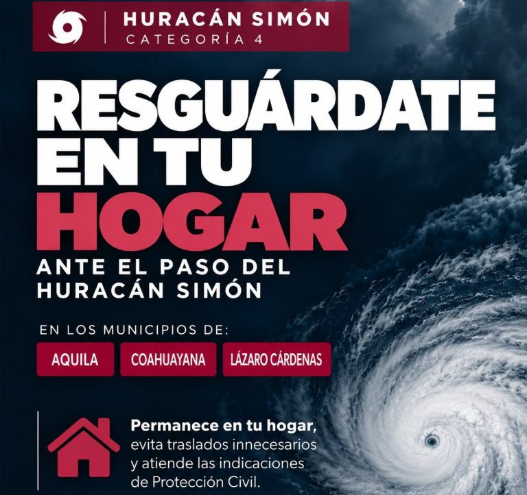 Piden a la ciudadanía de LC, Aquila y Coahuayana continuar resguardándose ante el paso de  “Simon”